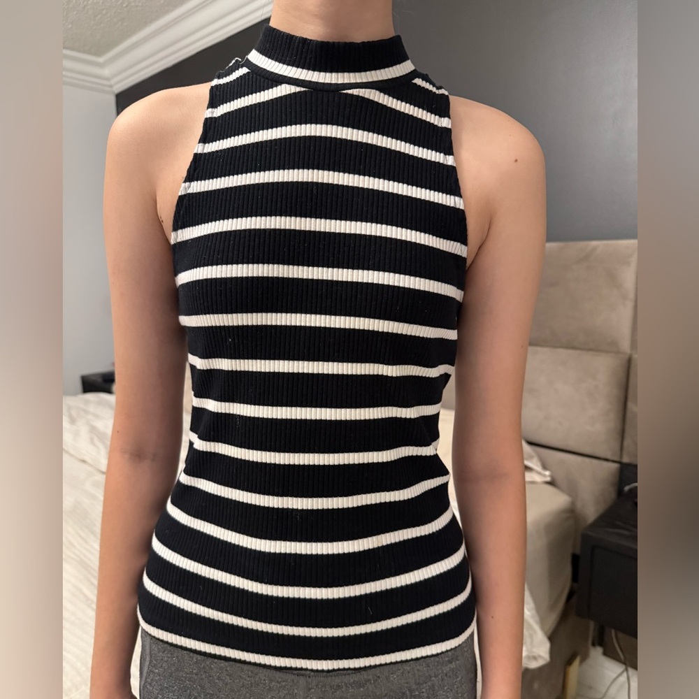 XOXO Black and White Striped Tank Top
